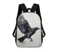 sinyumoney Zaini per Bambini Stampati In 3D Eagle Close Up Borse Per Libri Per Bambini E Ragazze Zaino Scuola Con Grandi Tasche Per Bambini, Majestic Raven Flying, 17"