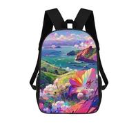 sinyumoney Zaini Per Bambini Stampati in 3D Fantasy Floral Coastline Borse Per Libri Ragazzo Ragazza Zaino Scolastico Per Bambini Con Grandi Tasche Per Bambini Scuola 17inch