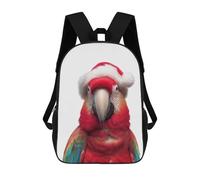 sinyumoney Zaini Per Bambini Stampati in 3D Festive Scarlet Macaw Parrot with Santa Hat Zaini Scolastici Per Bambini E Bambine, Zaini Da Viaggio, Borse Per Libri Per La Scuola O I Viaggi 17inch