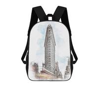 sinyumoney Zaini Per Bambini Stampati in 3D Flatiron Building New York Borse Per Libri Ragazzo Ragazza Zaino Scolastico Per Bambini Con Grandi Tasche Per Bambini Scuola 17inch