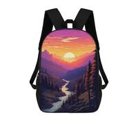sinyumoney Zaini Per Bambini Stampati in 3D Forest Sunset Pixel Art Borse Per Libri Ragazzo Ragazza Zaino Scolastico Per Bambini Con Grandi Tasche Per Bambini Scuola 17inch