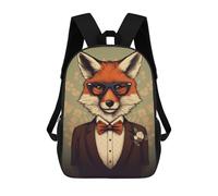 sinyumoney Zaini Per Bambini Stampati in 3D Fox in Suit Animal Art Borse Per Libri Ragazzo Ragazza Zaino Scolastico Per Bambini Con Grandi Tasche Per Bambini Scuola 17inch