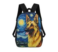 sinyumoney Zaini Per Bambini Stampati in 3D German Shepherd Night Borse Per Libri Ragazzo Ragazza Zaino Scolastico Per Bambini Con Grandi Tasche Per Bambini Scuola 17inch