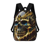 sinyumoney Zaini Per Bambini Stampati in 3D Golden Skull Zaino Scolastico Carino Per Bambini Zaino Casual Da Esterno Per Ragazzi Studenti Delle Scuole Medie 17inch