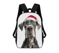 sinyumoney Zaini Per Bambini Stampati in 3D Great Dane with Santa Hat Zaini Scolastici Per Bambini E Bambine, Zaini Da Viaggio, Borse Per Libri Per La Scuola O I Viaggi 17inch