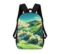 sinyumoney Zaini Per Bambini Stampati in 3D Green Fields And Rolling Hills Zaini Scolastici Per Bambini E Bambine, Zaini Da Viaggio, Borse Per Libri Per La Scuola O I Viaggi 17inch