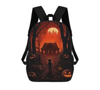 sinyumoney Zaini Per Bambini Stampati in 3D Halloween Night House Borse Per Libri Ragazzo Ragazza Zaino Scolastico Per Bambini Con Grandi Tasche Per Bambini Scuola 17inch