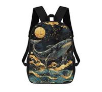 sinyumoney Zaini Per Bambini Stampati in 3D Kintsugi Whale Under Moon Zaini Casual Alla Moda Per Tutti I Giorni Borse Da Viaggio Carine Zaini Casual Per Esterni Per Ragazzi E Ragazze 17inch