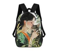 sinyumoney Zaini Per Bambini Stampati in 3D Kitty I Love You Cat Art Zaini Scolastici Per Bambini E Bambine, Zaini Da Viaggio, Borse Per Libri Per La Scuola O I Viaggi 17inch