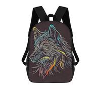sinyumoney Zaini Per Bambini Stampati in 3D Line Art Wolf Zaini Scolastici Per Bambini E Bambine, Zaini Da Viaggio, Borse Per Libri Per La Scuola O I Viaggi 17inch