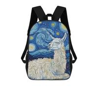 sinyumoney Zaini Per Bambini Stampati in 3D Llama in Starry Night Zaini Scolastici Per Bambini E Bambine, Zaini Da Viaggio, Borse Per Libri Per La Scuola O I Viaggi 17inch