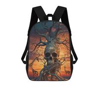sinyumoney Zaini Per Bambini Stampati In 3D Lone Wolf Collage Borse Da Scuola Per Bambini Ragazzi E Ragazze, Borse Da Viaggio, Borse Da Libro Per Scuola O Viaggi, Surreal Tree Roots Skull, 17"