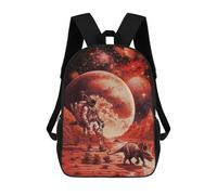 sinyumoney Zaini Per Bambini Stampati In 3D Lone Wolf Collage Borse Da Scuola Per Bambini Ragazzi E Ragazze, Borse Da Viaggio, Borse Da Libro Per Scuola O Viaggi, Astronaut Walks Alien Dino, 17"