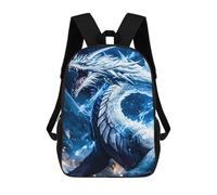 sinyumoney Zaini Per Bambini Stampati In 3D Lone Wolf Collage Borse Da Scuola Per Bambini Ragazzi E Ragazze, Borse Da Viaggio, Borse Da Libro Per Scuola O Viaggi, Drago bianco, 17"