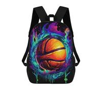 sinyumoney Zaini Per Bambini Stampati In 3D Lone Wolf Collage Borse Da Scuola Per Bambini Ragazzi E Ragazze, Borse Da Viaggio, Borse Da Libro Per Scuola O Viaggi, Abstract Basketball Design, 17"