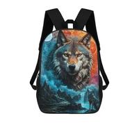 sinyumoney Zaini Per Bambini Stampati In 3D Lone Wolf Collage Borse Da Scuola Per Bambini Ragazzi E Ragazze, Borse Da Viaggio, Borse Da Libro Per Scuola O Viaggi, Mistico Moon Lone Wolf, 17"