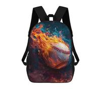 sinyumoney Zaini Per Bambini Stampati In 3D Lone Wolf Collage Borse Da Scuola Per Bambini Ragazzi E Ragazze, Borse Da Viaggio, Borse Da Libro Per Scuola O Viaggi, Abstract Baseball Flames, 17"
