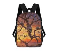 sinyumoney Zaini Per Bambini Stampati In 3D Lone Wolf Collage Borse Da Scuola Per Bambini Ragazzi E Ragazze, Borse Da Viaggio, Borse Da Libro Per Scuola O Viaggi, Tree Branch Skull Animals, 17"