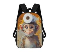 sinyumoney Zaini Per Bambini Stampati in 3D Monkey with Toilet Paper Hat Zaino Scolastico Carino Per Bambini Zaino Casual Da Esterno Per Ragazzi Studenti Delle Scuole Medie 17inch