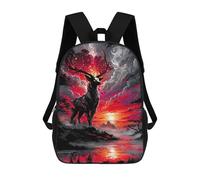 sinyumoney Zaini Per Bambini Stampati in 3D Mystical Deer in Red Landscape Zaini Casual Alla Moda Per Tutti I Giorni Borse Da Viaggio Carine Zaini Casual Per Esterni Per Ragazzi E Ragazze 17inch