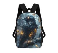 sinyumoney Zaini Per Bambini Stampati in 3D Mystical Raven with Glowing Feathers Zaino Scolastico Carino Per Bambini Zaino Casual Da Esterno Per Ragazzi Studenti Delle Scuole Medie 17inch