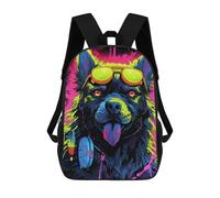 sinyumoney Zaini Per Bambini Stampati in 3D Neon Dog with Headphones Zaini Scolastici Per Bambini E Bambine, Zaini Da Viaggio, Borse Per Libri Per La Scuola O I Viaggi 17inch