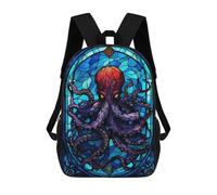 sinyumoney Zaini Per Bambini Stampati in 3D Octopus Stained Glass Art Zaini Scolastici Per Bambini E Bambine, Zaini Da Viaggio, Borse Per Libri Per La Scuola O I Viaggi 17inch