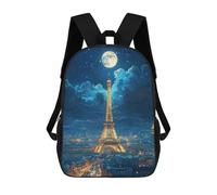 sinyumoney Zaini Per Bambini Stampati in 3D Paris Night Moonlit Eiffel Tower Zaini Scolastici Per Bambini E Bambine, Zaini Da Viaggio, Borse Per Libri Per La Scuola O I Viaggi 17inch
