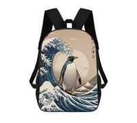 sinyumoney Zaini Per Bambini Stampati in 3D Penguin Great Wave Borse Per Libri Ragazzo Ragazza Zaino Scolastico Per Bambini Con Grandi Tasche Per Bambini Scuola 17inch