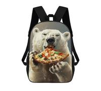 sinyumoney Zaini Per Bambini Stampati in 3D Polar Bear Pizza Zaini Scolastici Per Bambini E Bambine, Zaini Da Viaggio, Borse Per Libri Per La Scuola O I Viaggi 17inch