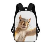 sinyumoney Zaini Per Bambini Stampati in 3D Quirky Squirrel Taking Selfie - Cute Wall Art Borse Per Libri Ragazzo Ragazza Zaino Scolastico Per Bambini Con Grandi Tasche Per Bambini Scuola 17inch