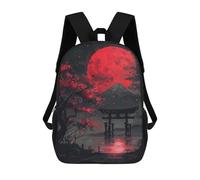 sinyumoney Zaini Per Bambini Stampati in 3D Red Moon Torii Gate Fuji Borse Per Libri Ragazzo Ragazza Zaino Scolastico Per Bambini Con Grandi Tasche Per Bambini Scuola 17inch