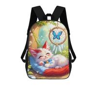 sinyumoney Zaini Per Bambini Stampati in 3D Sleeping Kitten with Dreamcatcher Zaini Scolastici Per Bambini E Bambine, Zaini Da Viaggio, Borse Per Libri Per La Scuola O I Viaggi 17inch