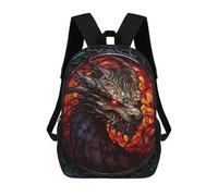 sinyumoney Zaini Per Bambini Stampati in 3D Stained Glass Dragon Wall Borse Per Libri Ragazzo Ragazza Zaino Scolastico Per Bambini Con Grandi Tasche Per Bambini Scuola 17inch