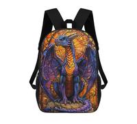 sinyumoney Zaini Per Bambini Stampati in 3D Stained Glass Purple Drago Borse Per Libri Ragazzo Ragazza Zaino Scolastico Per Bambini Con Grandi Tasche Per Bambini Scuola 17inch