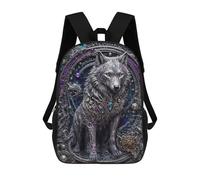 sinyumoney Zaini Per Bambini Stampati in 3D Steampunk White Wolf Zaini Scolastici Per Bambini E Bambine, Zaini Da Viaggio, Borse Per Libri Per La Scuola O I Viaggi 17inch