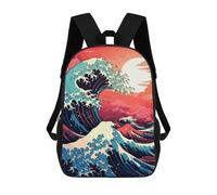 sinyumoney Zaini Per Bambini Stampati in 3D The Great Wave Retro Zaini Scolastici Per Bambini E Bambine, Zaini Da Viaggio, Borse Per Libri Per La Scuola O I Viaggi 17inch