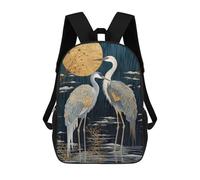 sinyumoney Zaini Per Bambini Stampati in 3D Two Herons Under The Moon Zaini Scolastici Per Bambini E Bambine, Zaini Da Viaggio, Borse Per Libri Per La Scuola O I Viaggi 17inch