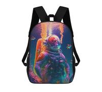 sinyumoney Zaini Per Bambini Stampati in 3D Underwater Astronaut -2 Zaino Scolastico Carino Per Bambini Zaino Casual Da Esterno Per Ragazzi Studenti Delle Scuole Medie 17inch