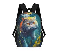 sinyumoney Zaini Per Bambini Stampati in 3D Underwater Cat 2 Borse Per Libri Ragazzo Ragazza Zaino Scolastico Per Bambini Con Grandi Tasche Per Bambini Scuola 17inch