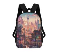 sinyumoney Zaini Per Bambini Stampati in 3D Vibrant Cityscape with Tower Borse Per Libri Ragazzo Ragazza Zaino Scolastico Per Bambini Con Grandi Tasche Per Bambini Scuola 17inch
