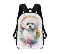 sinyumoney Zaini Per Bambini Stampati in 3D Watercolor Maltese Dog Zaini Scolastici Per Bambini E Bambine, Zaini Da Viaggio, Borse Per Libri Per La Scuola O I Viaggi 17inch