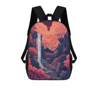 sinyumoney Zaini Per Bambini Stampati in 3D Waterfall Ruin Valley Zaini Scolastici Per Bambini E Bambine, Zaini Da Viaggio, Borse Per Libri Per La Scuola O I Viaggi 17inch