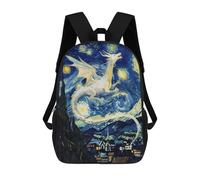 sinyumoney Zaini Per Bambini Stampati in 3D White Dragon Starry Night Zaini Scolastici Per Bambini E Bambine, Zaini Da Viaggio, Borse Per Libri Per La Scuola O I Viaggi 17inch