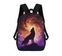 sinyumoney Zaini Per Bambini Stampati in 3D Wolf Howling at Cosmic Vortex Sky Zaino Scolastico Carino Per Bambini Zaino Casual Da Esterno Per Ragazzi Studenti Delle Scuole Medie 17inch