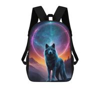 sinyumoney Zaini Per Bambini Stampati in 3D Wolf in Cosmic Landscape Zaino Scolastico Carino Per Bambini Zaino Casual Da Esterno Per Ragazzi Studenti Delle Scuole Medie 17inch