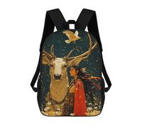 sinyumoney Zaini Per Bambini Stampati in 3D Woman And White Stag Zaini Scolastici Per Bambini E Bambine, Zaini Da Viaggio, Borse Per Libri Per La Scuola O I Viaggi 17inch