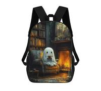 sinyumoney Zaini Per Bambini Sunflowers Borsa Da Scuola Stampato 3D Per Bambini Zaino Da Viaggio Alla Moda Per Studenti, Ghostly Cozy Fireplace, 17"