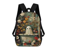sinyumoney Zaini Per Bambini Sunflowers Borsa Da Scuola Stampato 3D Per Bambini Zaino Da Viaggio Alla Moda Per Studenti, Floral Ghost In Bathtub, 17"