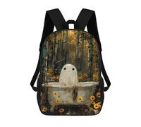 sinyumoney Zaini Per Bambini Sunflowers Borsa Da Scuola Stampato 3D Per Bambini Zaino Da Viaggio Alla Moda Per Studenti, Ghost In Bathtube, 17"